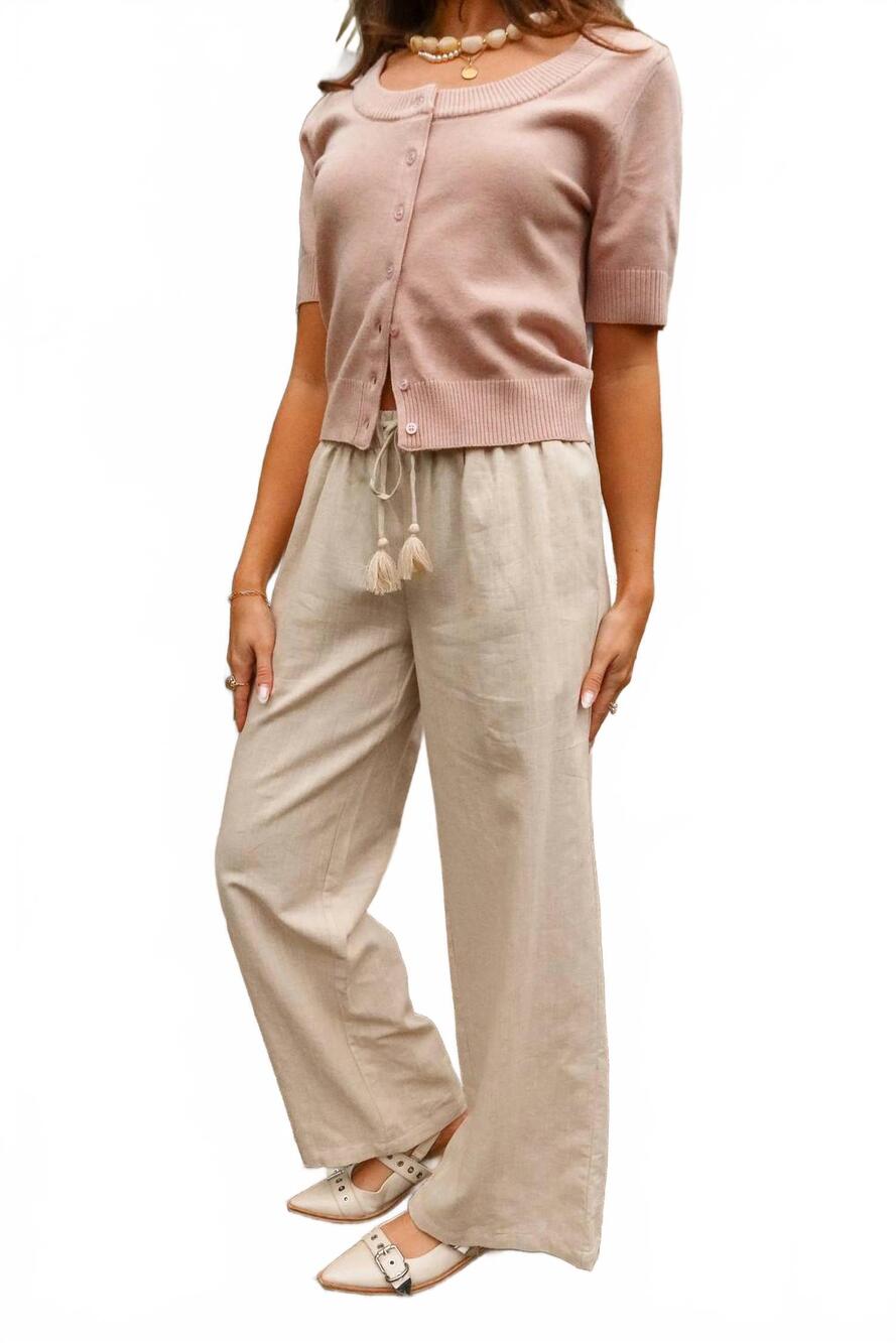 NEW HOW VERY LOVED sasha wide leg drawstring pants in natural